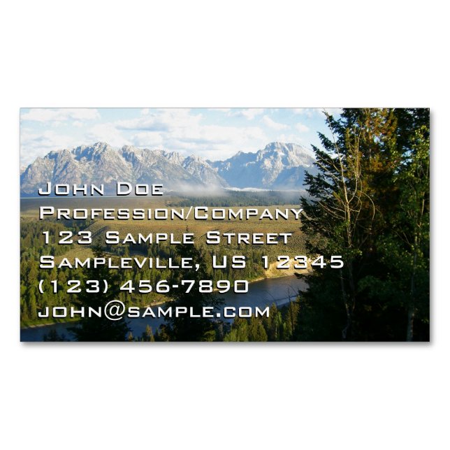 Cartão De Visitas Magnético Montanhas e Rio Jackson Hole (Frente)