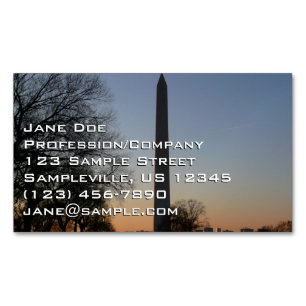 Cartão De Visitas Magnético Monumento a Washington ao Pôr do Sol em DC