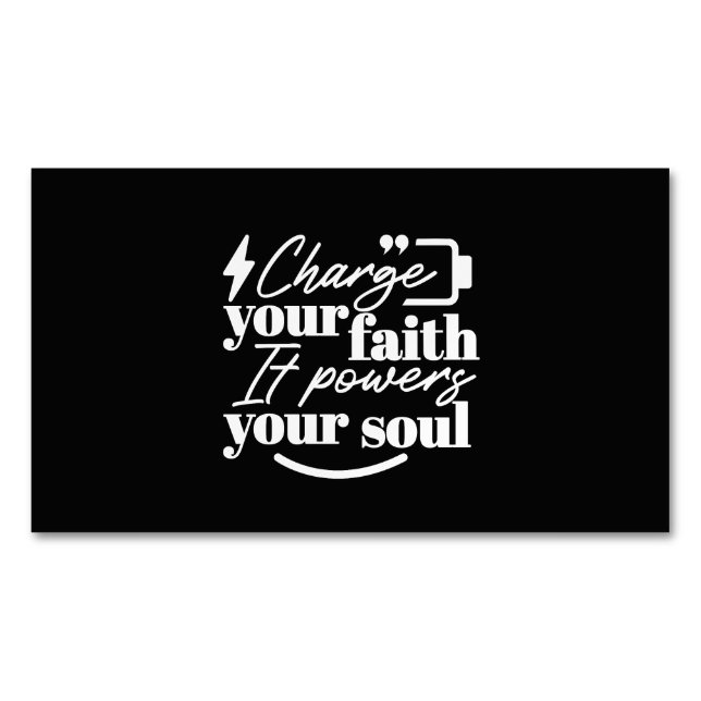 Cartão De Visitas Magnético Motivational Christian Quote – Charge Your Faith (Frente)