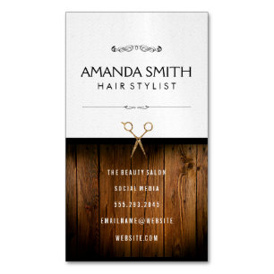 Cartão De Visitas Magnético Na moda preto Sutil Wavy Tesouras de salão de ma