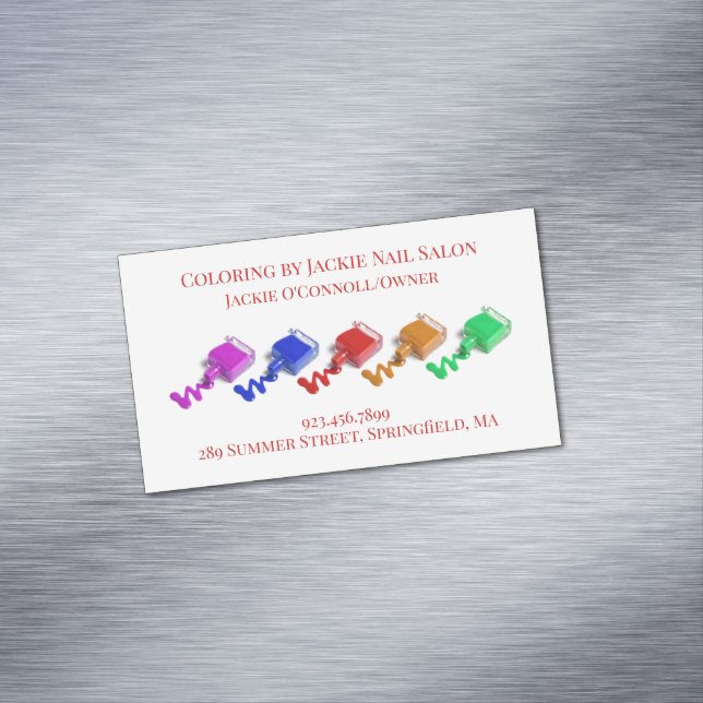 Cartão De Visitas Magnético Nail Salon Artist (Posição Original)
