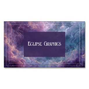 Cartão De Visitas Magnético Nebulosa Galáctica Dramática Violeta Turquesa