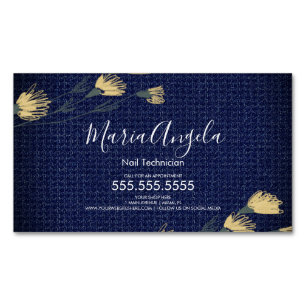 Cartão De Visitas Magnético Negócios de salão de beleza casual jeans e flores 