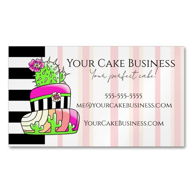 Cartão De Visitas Magnético Neon Cactus Business Card (Frente)