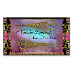 Cartão De Visitas Magnético O amor do dobro cor-de-rosa Scissors o chique