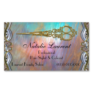 Cartão De Visitas Magnético O profissional elegante Scissor a lâmina chique