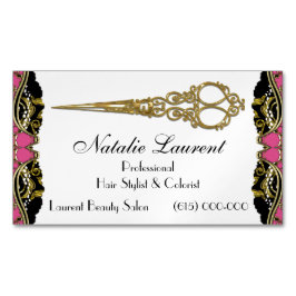 Cartão De Visitas Magnético O profissional elegante Scissor barroco francês