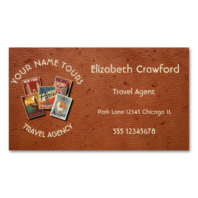 Cartão De Visitas Magnético O viagem visita o nome do costume dos cartão do (Frente)