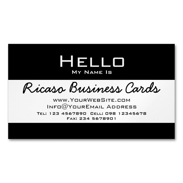 Cartão De Visitas Magnético Olá Meu Nome É (Frente)