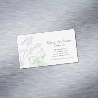 Cartão De Visitas Magnético Óleo essencial da lavanda e do Peppermint
