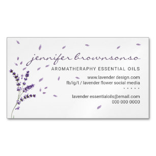 Cartão De Visitas Magnético Óleos Essenciais Florais de Lavanda Simples Elegan