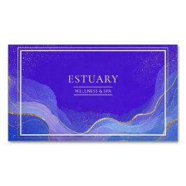 Cartão De Visitas Magnético Ondas Celestiais de Abstrato moderno e brilho Dour