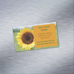 Cartão De Visitas Magnético Orange Gardener Landscaper Florist Sunflower