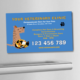 Cartão De Visitas Magnético Orçamento Editável Veterinário | Cuidado com Anima