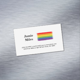 Cartão De Visitas Magnético Orgulho gay Rainbow Estilo de Pincel Minimalista
