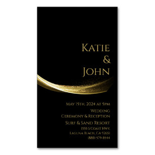 Cartão De Visitas Magnético Ouro Elegance-Wedding Salve nossa Data