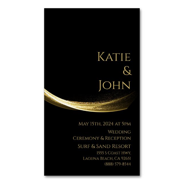 Cartão De Visitas Magnético Ouro Elegance-Wedding Salve nossa Data (Frente Vertical)