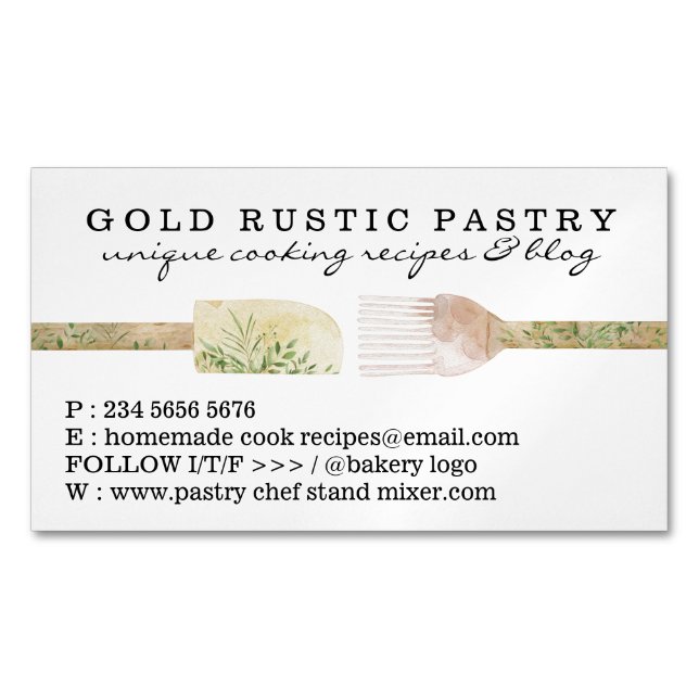 Cartão De Visitas Magnético padaria cozinheira cozinheira cozinheira cozinheir (Frente)