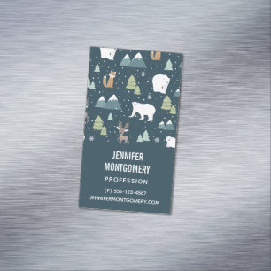 Cartão De Visitas Magnético Padrões Russos De Inverno De Natal Bonito