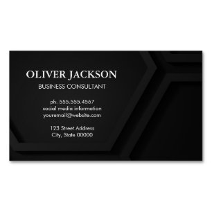 Cartão De Visitas Magnético Painéis Geométricos Pretos abstrato