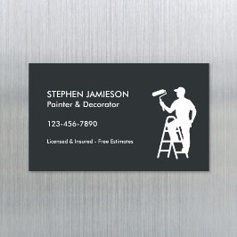 Cartão De Visitas Magnético Painter & Decorator Painting Services Grey White