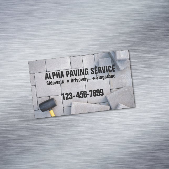 Cartão De Visitas Magnético Paisagismo com a Masonaria de Pedra de Pavimentaçã (Posição Original)