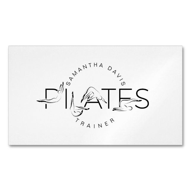 Cartão De Visitas Magnético Palavra Pilates Instrutor (Frente)