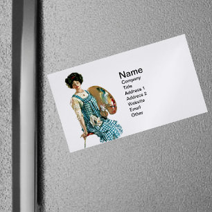 Cartão De Visitas Magnético Paleta Dama Painter, Artista Vitoriana Vintage
