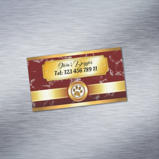 Cartão De Visitas Magnético Pata de Lúxo Imprime Cachorro Walker Pet Sitter (Posição Original)