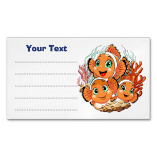 Cartão De Visitas Magnético Peixe palhaço Desenho animado Fofo Família Subaquá