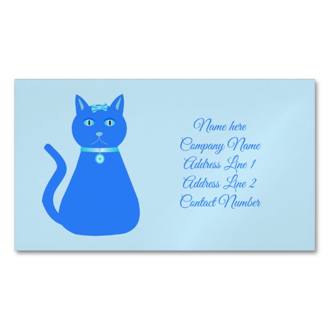 Cartão De Visitas Magnético Personalizado de Gato de Bebê Azul-Cinto (Frente)
