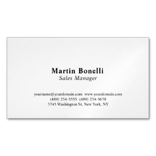 Cartão De Visitas Magnético Personalizado Profissional Simples Preto e Branco 