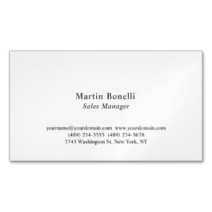 Cartão De Visitas Magnético Personalizado Profissional Simples Preto e Branco 