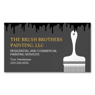 Cartão De Visitas Magnético Pintor de Casa Profissional Amarelo Preto