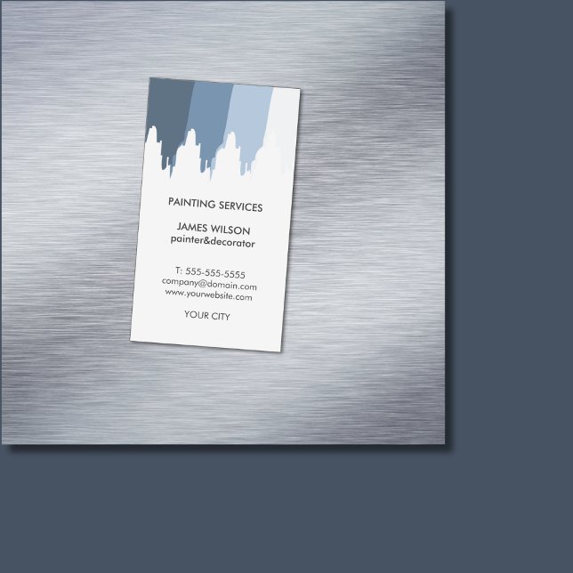 Cartão De Visitas Magnético Pintor profissional com padrão de cores azuis limp (Criador carregado)