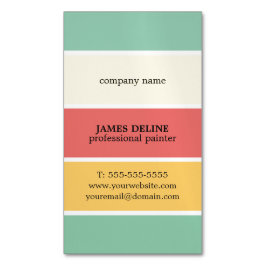 Cartão De Visitas Magnético Pintor profissional listrado colorido legal