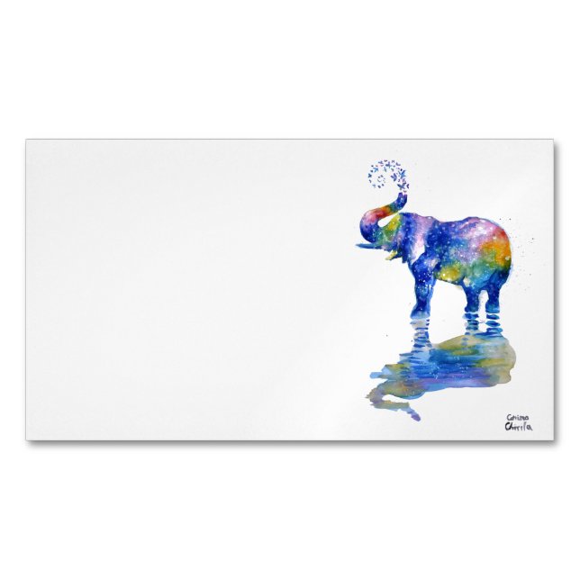 Cartão De Visitas Magnético Pintura aquosa elefante feliz  (Frente)