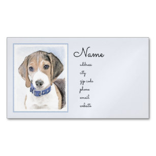 Cartão De Visitas Magnético Pintura de Beagle - Arte de Cachorro Original Boni