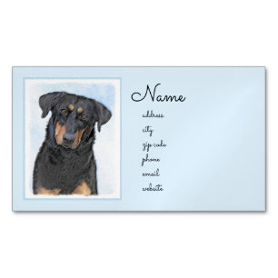 Cartão De Visitas Magnético Pintura de Beauceron - Arte de Cão Original Bonit