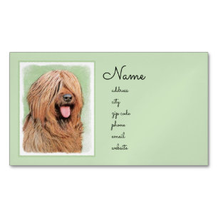 Cartão De Visitas Magnético Pintura de Briard - Arte de Cachorro Original Boni