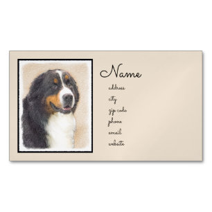 Cartão De Visitas Magnético Pintura de Cachorro de Montanha Bernese - Arte Ori