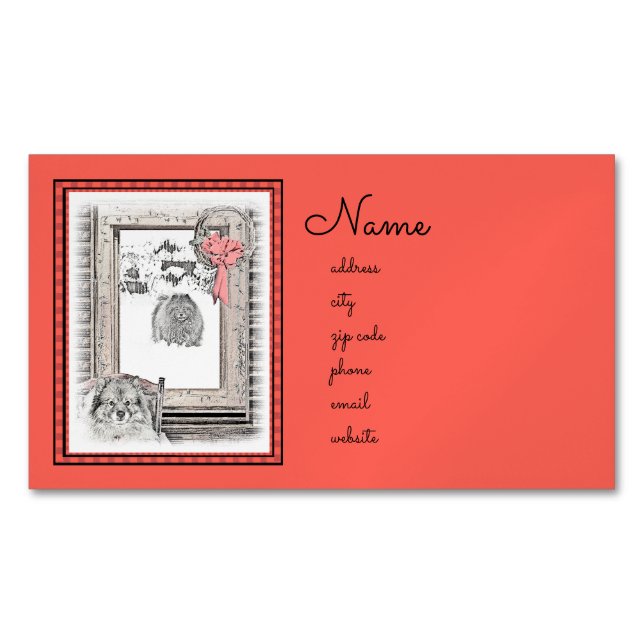 Cartão De Visitas Magnético Pintura de Cachorro na Janela de Inverno de Kehond (Frente)