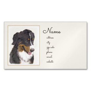 Cartão De Visitas Magnético Pintura De Cão Da Montanha Bernese - Arte Origina