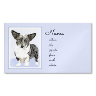 Cartão De Visitas Magnético Pintura de Cardigan Welsh Corgi - Arte Original pa