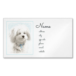 Cartão De Visitas Magnético Pintura de Coton de Tulear - Arte de Cão Original