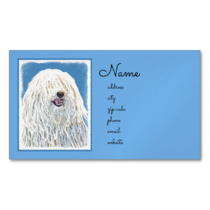 Cartão De Visitas Magnético Pintura de Puli - Arte de Cachorro Original Bonita