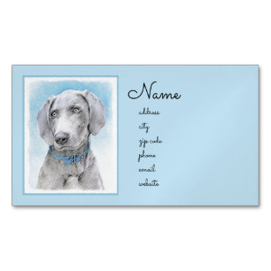 Cartão De Visitas Magnético Pintura de Weimaraner - Arte de Cachorro Original