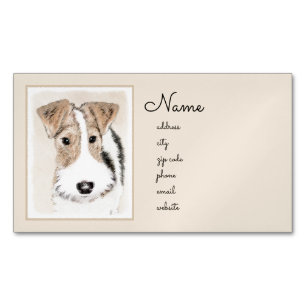 Cartão De Visitas Magnético Pintura do Fox Terrier do fio - arte original
