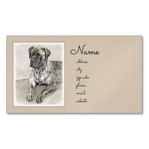 Cartão De Visitas Magnético Pintura do Mastiff Inglês (Brindle) - Arte Canina