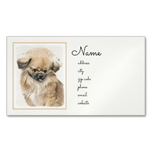 Cartão De Visitas Magnético Pintura em Pekingese - Arte Cachorra Original